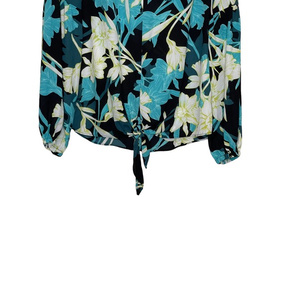 Joseph Ribkoff Women Blouse Style 212239 Floral Tie-Front V-Neck Long Sleeves 4 - Picture 5 of 10